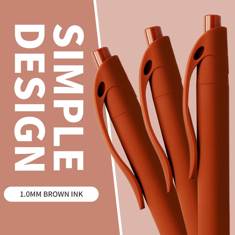 deegtran Pens Bulk, 50 Pack No Bleed Brown Click Pen,