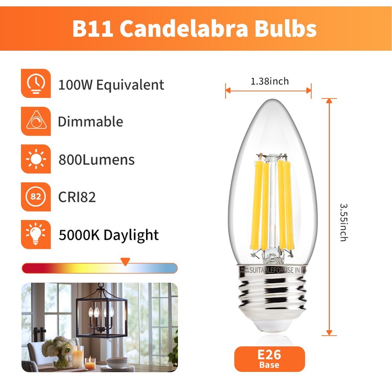 ALAMPEVER 800LM Super Bright Dimmable LED Light Bulb, E26 LED