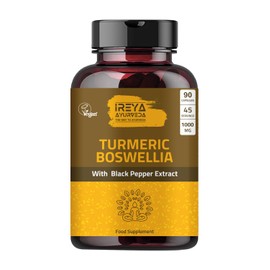 Ireya Ayurveda Boswellia Extract Capsules (90 Capsules) 1000 mg - Boswellia Serrata with 95% Black Pepper Extract and Curcuminoids Extract and 65% Boswellia Extract