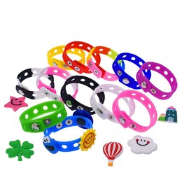 Shoe Charm Wristbands Colors 8.25 Inch Wristbands Accessory Silicone Bracelets for Party Gifts (White)
