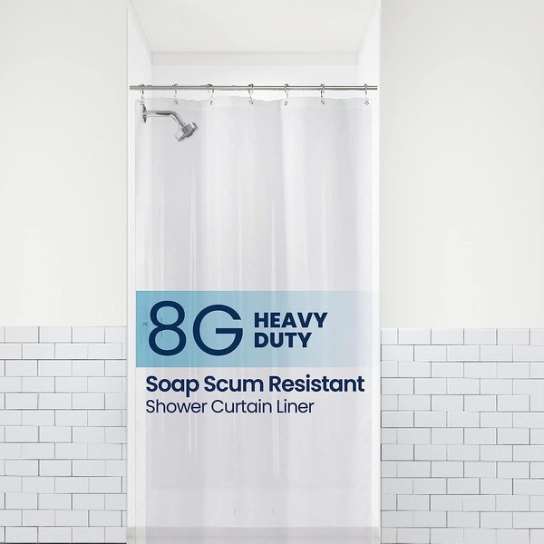 LiBa PEVA 8G Bathroom Small Shower Stall Curtain Liner, 36" W x 72" H Narrow Size, Frosted, 8G Heavy Duty Waterproof Shower Stall Curtain Liner