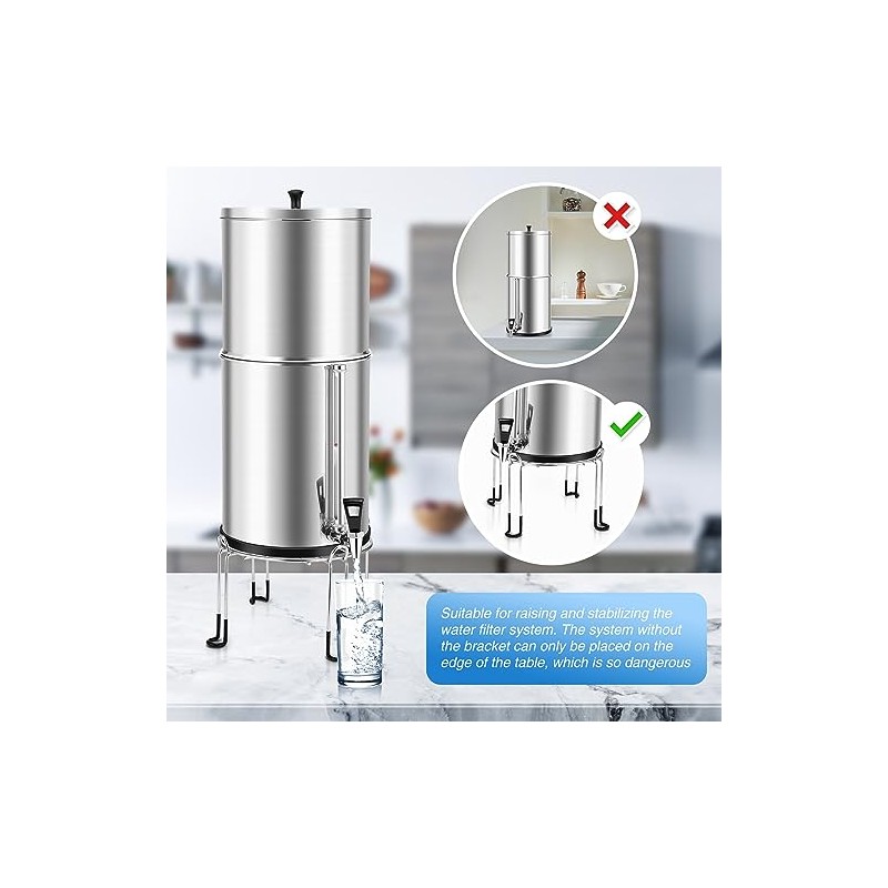 Gravity-Fed Water Filter System Stand, Detachable Stainless Steel Stand Compatible