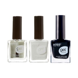 KISS NEW YORK Gel Strong Nail Polish 0.44oz (Topcoat&White&Black)