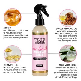 The Mane Attraction The Mane Attraction Nourishing Daily Hair Growth Moisture Mist for ALL Hair Types, Lightweight Moisturizer for Thicker, Longer Hair. Infused with Aloe Vera Juice, Sweet Almond Oil, and Honey. 8oz