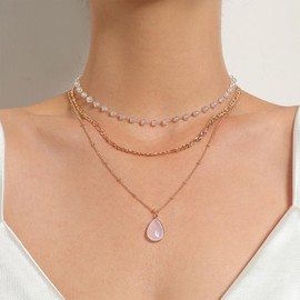 Dcfywl731 Layered Necklaces for Women Dainty Gold Necklace Stack Gold Long Necklaces Set Lariat Necklace Gold Jewelry Accessories