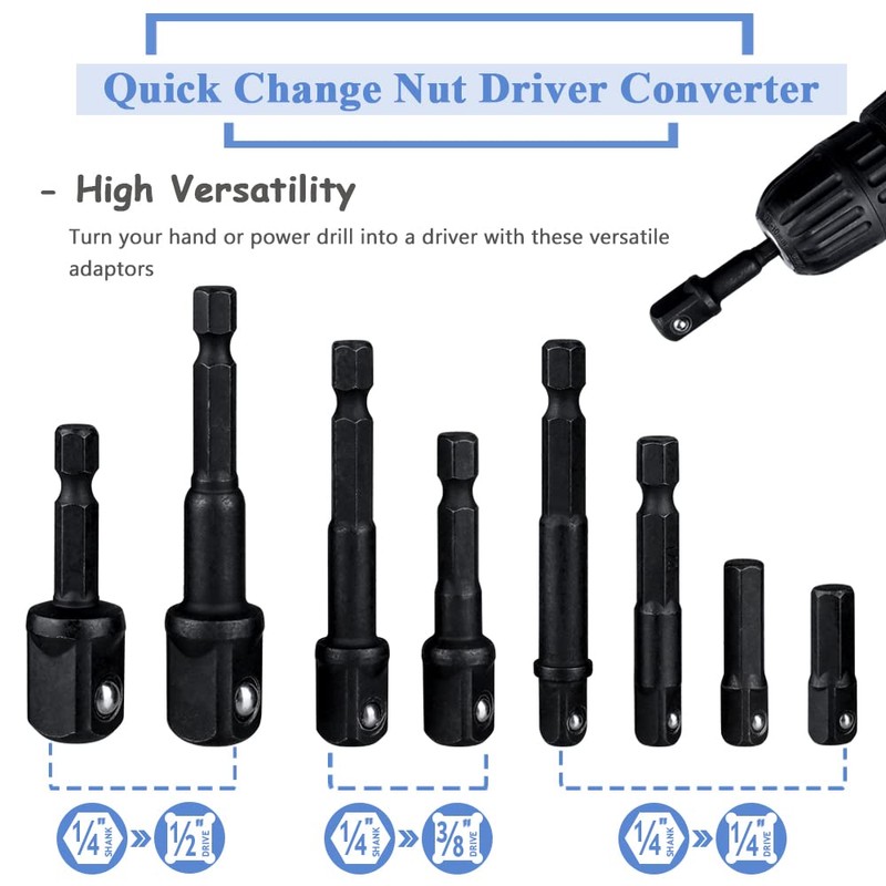 Mesee 8 Pieces Impact Grade Socket Adapter Set, CR-V Quick