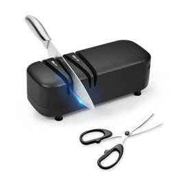 Zhamemor Knife Sharpener, Professional Electric Knife Sharpener for Home Kitchen Knives 2 Stages Quick Sharpening & Polishing with Scissors Sharpening Black