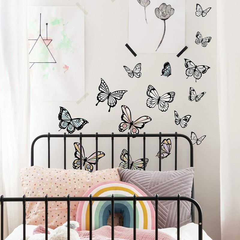 RoomMates Color Your Own Butterflies Peel and Stick Wall Decals