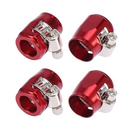 X AUTOHAUX 4pcs AN6 Hex Red Car Hose Finisher Flexible Rubber Pipe Clamp with Screw Band Adapter Fitting for Oil Fuel Water Tube