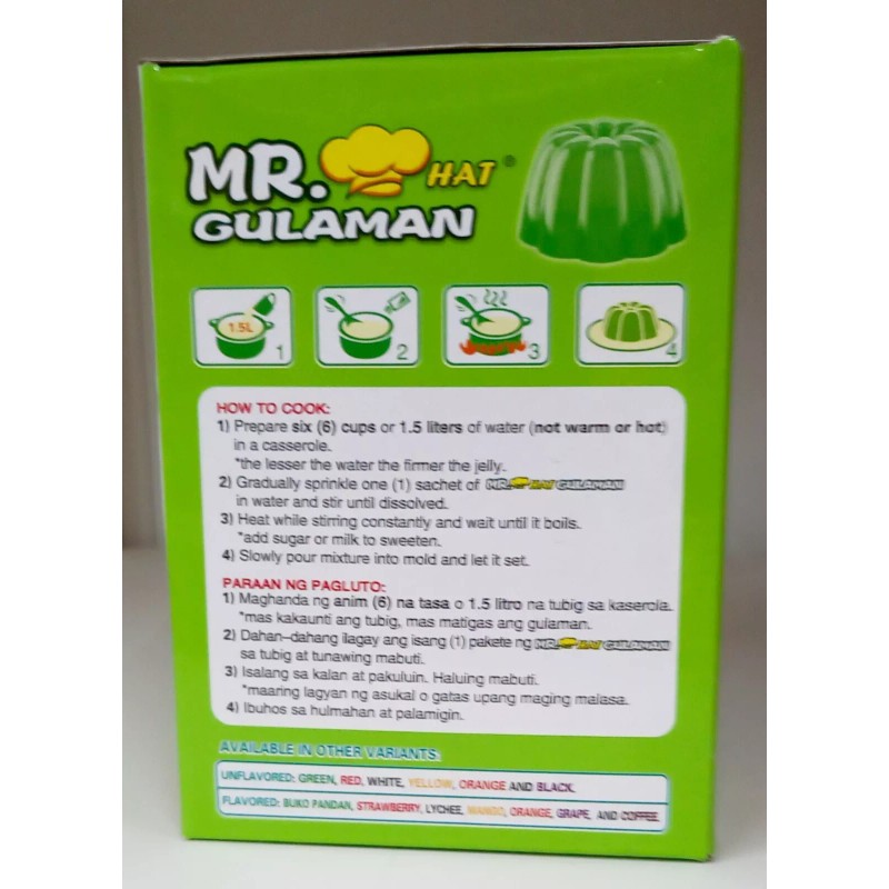 Mr. Hat Gulaman Unflavored Jelly Powder, 1 Box of GREEN