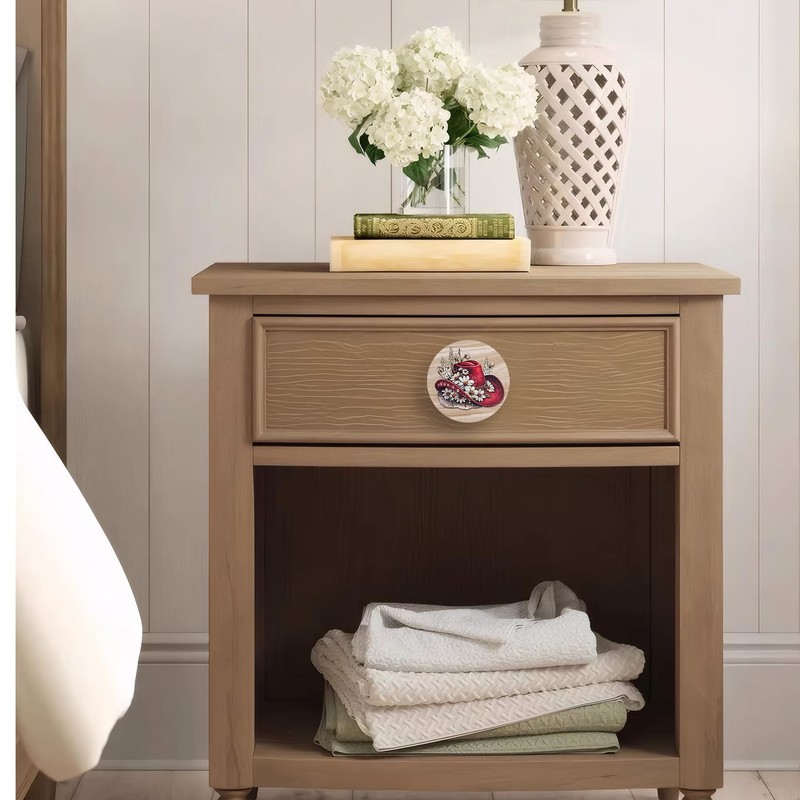 JamJam 8 Pack 1.8" Wooden Farmhouse Cabinet Knobs Wooden Vintage