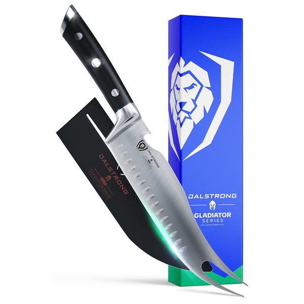 Dalstrong BBQ Pitmaster Meat Knife - 8 inch - Gladiator Series Elite - Forged High Carbon German Steel - Forked Tip & Bottle Opener - G10 Handle - Slicing Kitchen Knife - NSF Certified