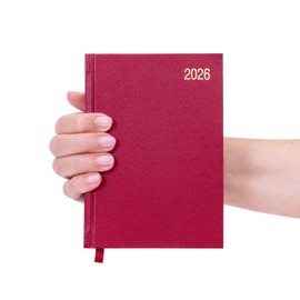 evelay A6 Diary 2026 Day Per Page Full Year Hardback Daily Planner Organiser Journal Compact Agenda for Notes Appointments Goals (A6 Page a Day, Red)