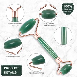 XYZBSTAR Jade Roller for Face, Facial Roller Massager Skin Care Tool, Gua Sha Facial Tools for Face, Neck, Eyes, Reduce Puffiness of The Skin (Green)