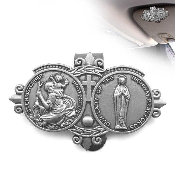 ANOWVI Saint Christopher Medal for Car, Visor Clips for Cars,