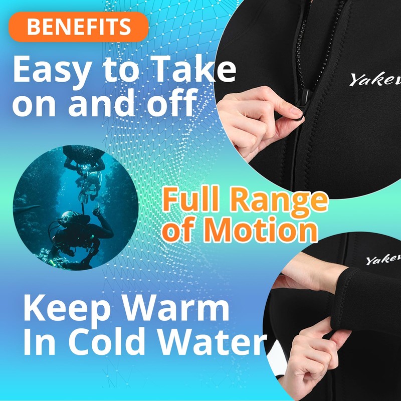 INTBOSS Wetsuit Top Men,3mm Mens Wetsuit Top Long Sleeve Wetsuit