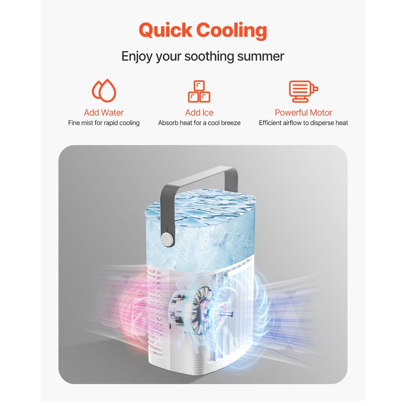 VEVOR Portable Air Conditioner, 4-in-1 Evaporative Air Cooler with Remote