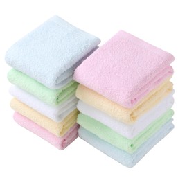 Alutaio Face Towels, Cotton, 2 Sheets of 5 Colors, 13.4 x 31.5 inches (34 x 80 cm), Bulk Pack, Pack of 10, Thin, Instant Absorption, Quick Drying, Home Use, Commercial Use (Pastel Colors)