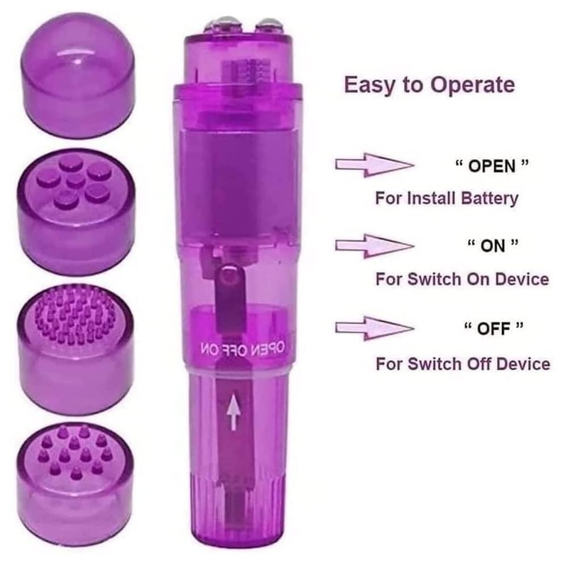 Finever Mini Massager Handheld with 4 Heads Pocket Pen for