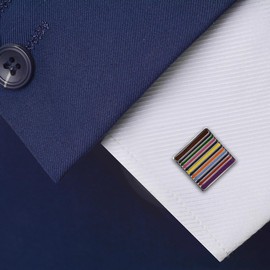 Men's Cufflinks Multicolor Striped Square Enamel Silver Business Simple Suit Accessory 17mm, Copper, 无