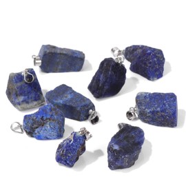 2TTFishoo 10pcs Irregular Raw Natural Lapis Lazuli Rock Stone Pendant Healing Crystal Chakra Gemstone Charm for Jewelry Making DIY Necklace Earrings Accessories Reiki
