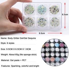 6 Farben Glitzer Make Up füR Gesicht KöRper und Haare KöRper Glitzer Sequin füR Musik Festival Masquerade Party Clubs