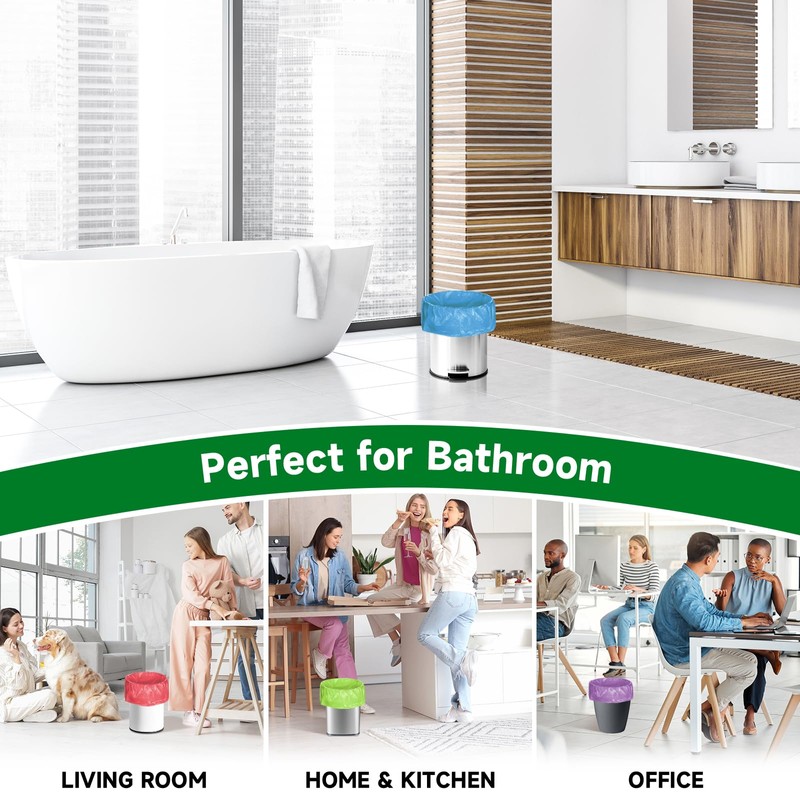1.6 Gallon Small Trash Bags For Bathroom - Colorful Mini