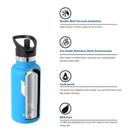 Super Sparrow Water Bottle Stainless Steel - Ultralight Metal Water Bottle - 350ml - Insulated Water Bottles - Water Bottle with Straw Lid - Flask for Gym, Travel, Sports