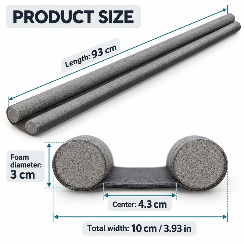 36.6-Inch Double-Sided Door Draft Stopper, Cut-to-Fit Wind & Dust Blocker