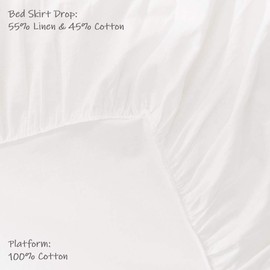 BISELINA French Linen Bed Skirt with Pleated Frills 14-Inch Tailored Drop Natural Flax Cotton Blend Dust Ruffle Soft Cozy Farmhouse Bedding (14" Twin, White)