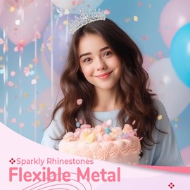 Queenship Tiara Crown for Women, Queen Tiara for Birthday Prom Bridal Party Custome Silver