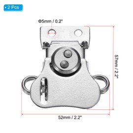 PATIKIL Spring Loaded Small Butterfly Twist Latch 2.2"x2", 2 Pack Steel Twist Latch and Keeper Toggle Clamp with Hole Metal Hardware for Case Box Chest Closure, Silver Tone