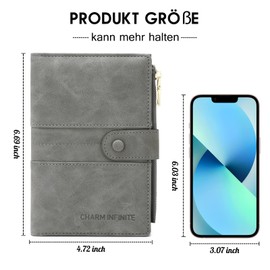 Passport Holder with RFID Blocker, Protective Case for Credit Cards, Passport, ID and Travel Documents, Travel Accessories/Travel Organiser, Multi-Compartment Zipped Wallet, gray, Modern