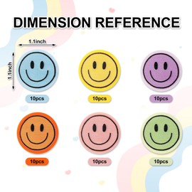JarThenaAMCS 60Pcs Boho Happy Face Erasers 6 Pastel Color Smile Face Erasers for Back to School Party Classroom Stationery Supplies