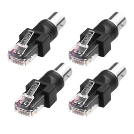 MEIRIYFA BNC to RJ45 Ethernet Adapter,BNC Female to RJ45 Male RF Coaxial Straight Barrel Coupler Connector for Computer Peripheral Equipment (4PCS)