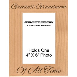 Grandma Gift Greatest Grandmom of All Time Engraved Natural Wood Picture Frame Mothers Day