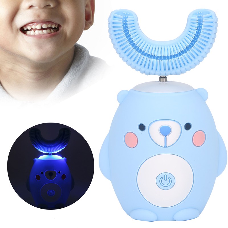 Cute Cartoon Bear Pattern U Shaped Automatic Toothbrush Electric Children