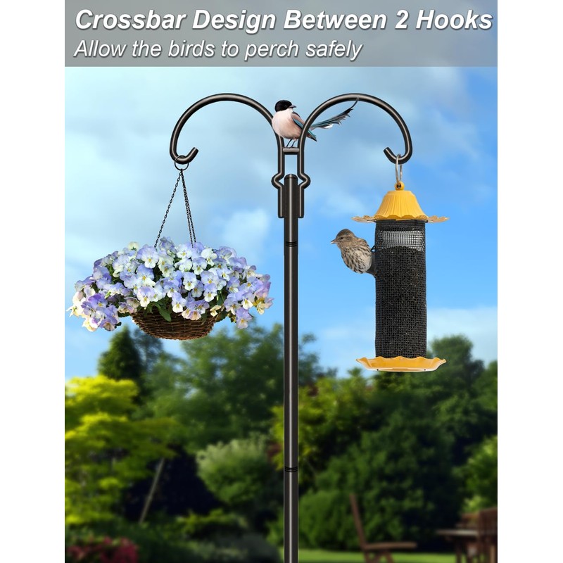 AnBaiMei Outdoor Double Shepherds Hook with 5 Prong Base, 76