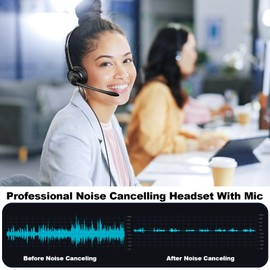 Voistek USB Headset with Microphone, Computer USB & Type-C Headphones with Noise Canceling Mic for PC Laptop Wired On-Ear Phone Headsets with Mute for Office, Call Center, Video Meeting, Chat