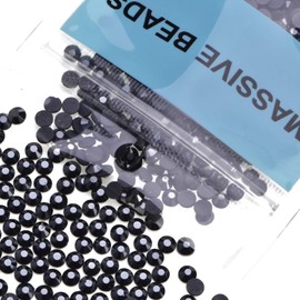 1500 Pieces Hot Fix Glass Flatback Rhinestones HotFix Round Crystal Gems (Hematite Black, SS16)