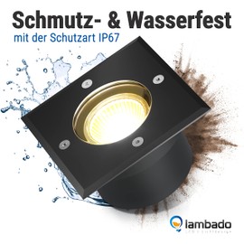 lambado® Flat LED Floor Spotlight RGB for Outdoor Use with Colour Changing Dimmable with Remote Control Black Square Floor Light IP67 Waterproof and Driveable