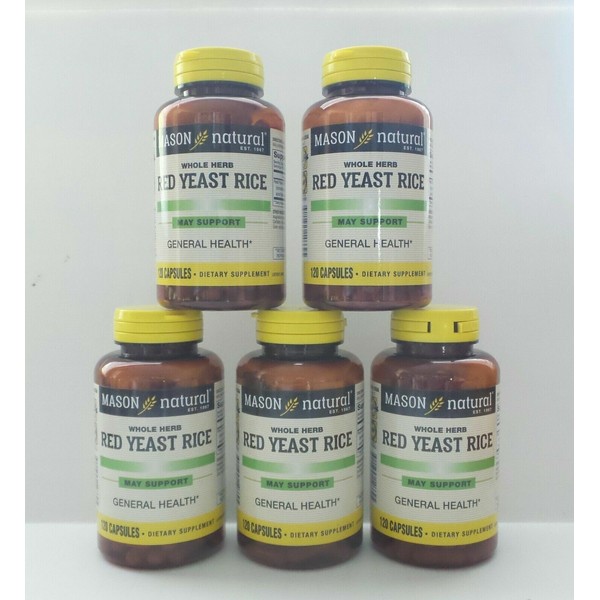 PACK 5 X 120 = 600 CAPSULES RED YEAST RICE 1200 mg /2 ca lower cholesterol