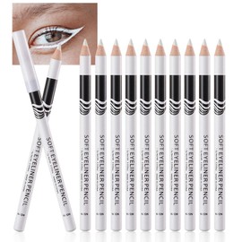 White Eyeliner Pencils, 12PCS Professional Highlighters Eye Liner Pencils Eye Brightener, White Eye Liners Makeup Waterproof Long-lasting Eyeshadows Beauty Makeup Tools for Women
