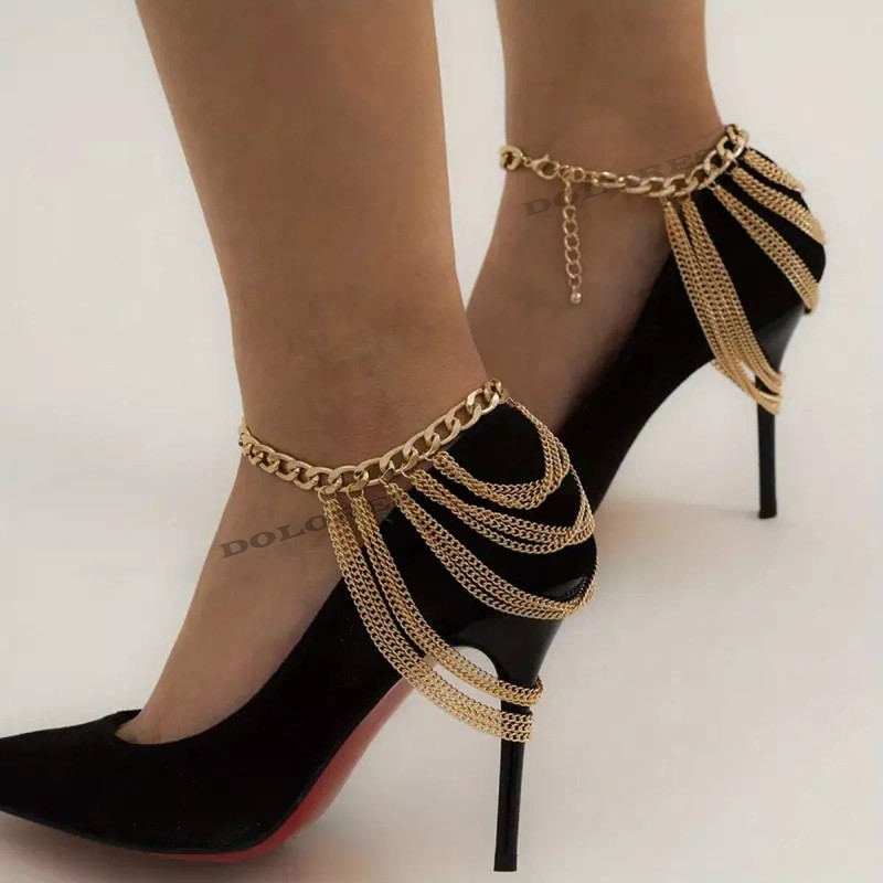Dolores Tobillera Pulsera Mujer Eslabones Pie Tobillo Tacón Moda Set