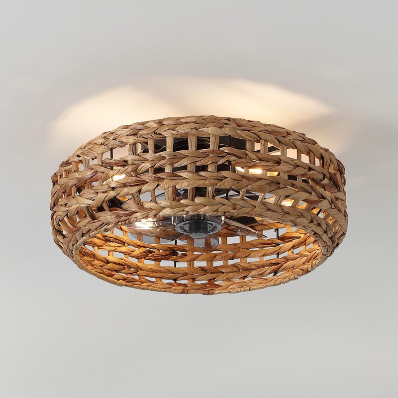 JONATHAN Y JYL9733A Archer 20.25" 4-Light Coastal Bohemian 6-Speed Metal/Seagrass