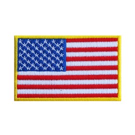 Graphic Dust Pack 6, 3x2 Inches, US USA United States of America Flag Embroidered Iron On Patch Applique American Army Military Uniform Costume Yellow Red Blue