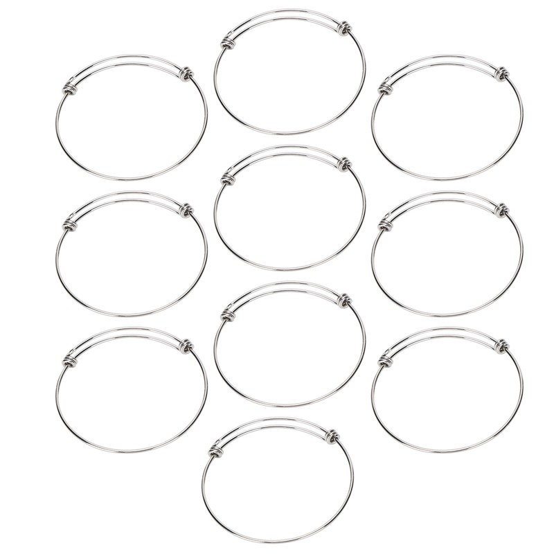 10Pcs Stainless Steel Bangle 1.6mm Adjustable Expandable Coil Bracelet DIY