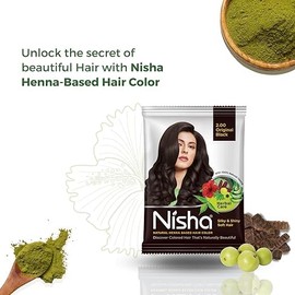 Nisha Heena Based Natural Black Hair Colour 10Gram Pack of 10 Original Black Hair Color, Herbal Conditioning Hair Dye for Silky & Shiny Soft Hair Colour for Men & Women