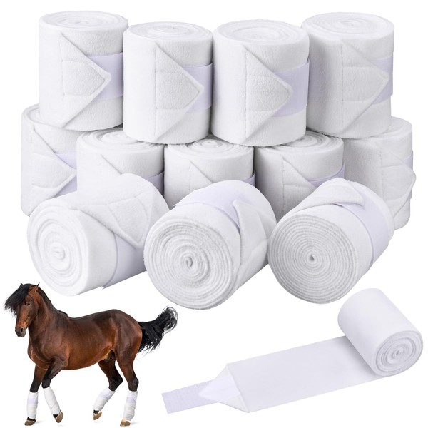 Hosuly 12 Pack Horse Bandages Soft Fleece Leg Wraps, 9.2