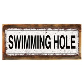 Framed Swimming Hole 6"x16" Metal Sign, Rustic, Outdoor Living, Lake, Hand-Crafted from reclaimed materials